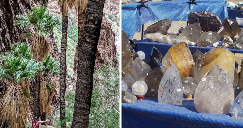 palm canyon, crystals in quartzsite
