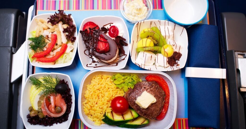 a meal served on a plane