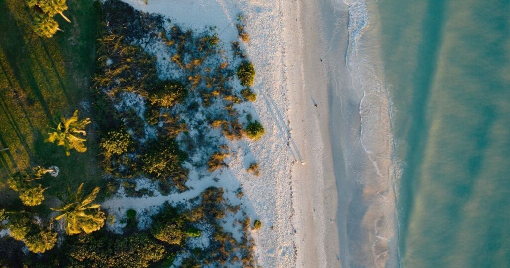 an aerial view of sanibel island