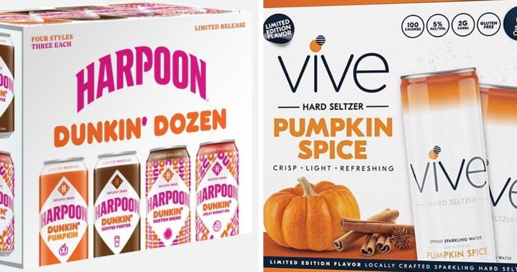 harpoon dunkin new flavors, vive hard seltzer pumpkin spice