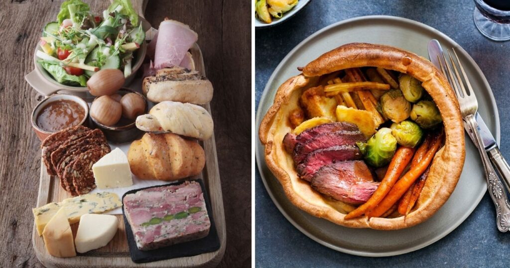 a ploughman's lunch and yorkshire pudding