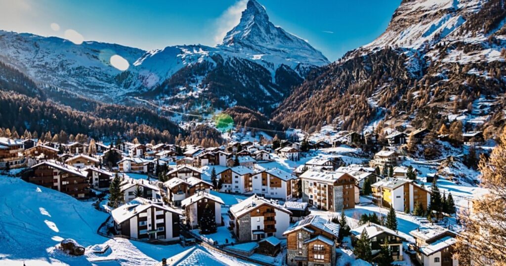 zermatt, switzerland with matterhorn in the back