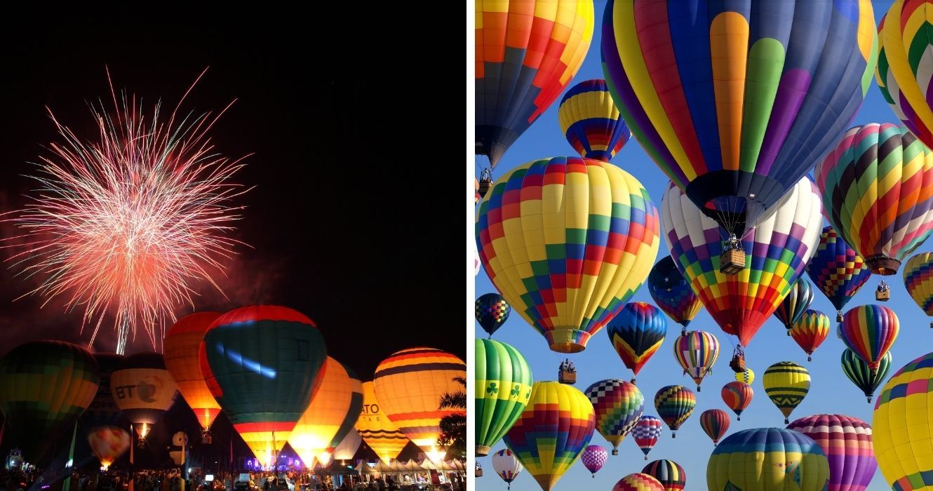 fogos de artifício na festa internacional do balão de albuquerque