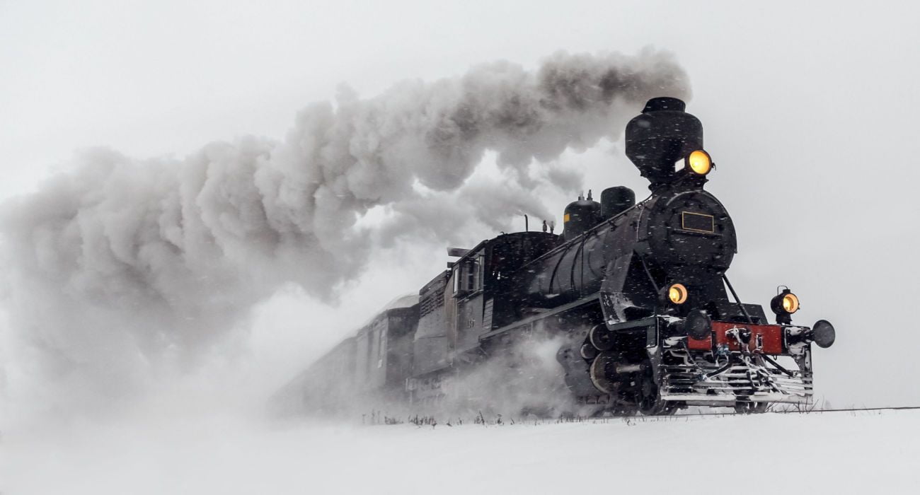 Trem a vapor no inverno