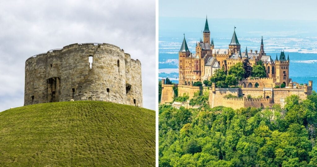 motte and bailey castle, gothic-style castle