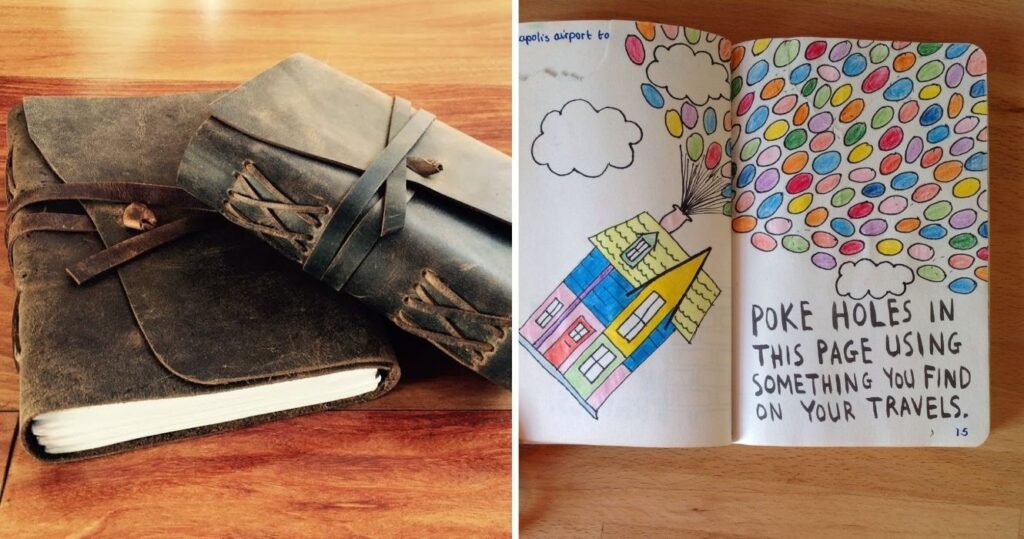a leather journal, wreck this journal everywhere