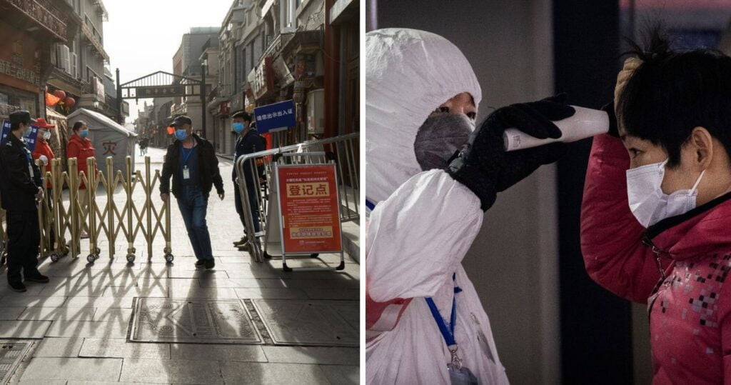 china gets ready to reopen slowly, an official tests someone for a fever