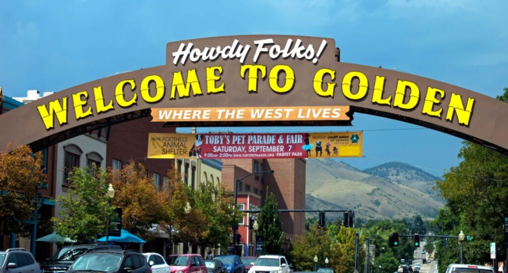 Entrance Sign to the Golden,Colorado