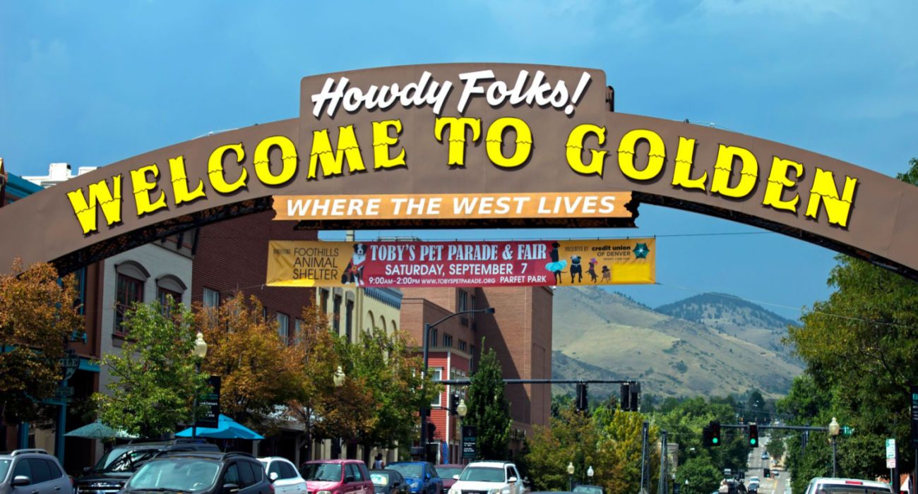 Sinal de entrada para o Golden, Colorado