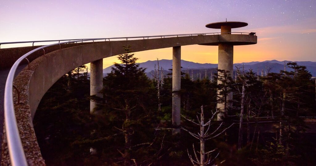 clingmans dome at dusk in the great smoky mountains